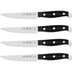 Item 603077, 4-piece steak knife set has a serrated edge for long lasting sharpness.