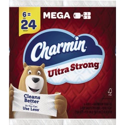 Item 603166, Charmin Ultra Strong toilet paper cleans better with fewer sheets.