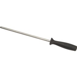 Item 603299, 9 In. stainless steel sharpening blade with a black polypropylene handle.