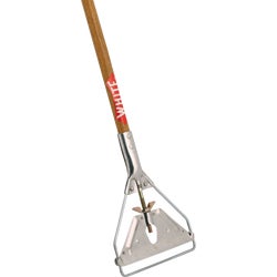 Item 603325, Heavy-duty wood mop handle with metal head.