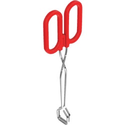 Item 603605, Chrome plated wire tongs have a soft flexible handle for comfort.