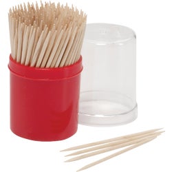 Item 603822, Plastic, covered toothpick holder conveniently dispenses toothpicks.