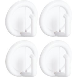 Item 604208, This white self adhesive utility hook has a round design.