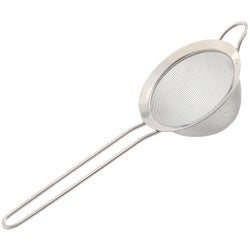 Item 604260, Professional quality, heavy-duty stainless steel strainer features a long 