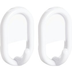 Item 604279, Interdesigns white self-adhesive hooks are made of a plastic material and 