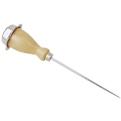 Item 604849, Sturdy stainless steel ice pick with easy to hold wood handle that won't 