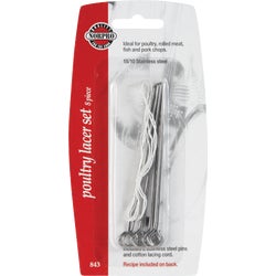 Item 604876, Stainless steel turkey lacers are great to use for turkey, chicken, roasts 