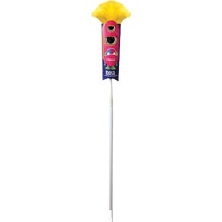 Item 605802, Polyester duster with flexible head and extension pole attracts dust with 