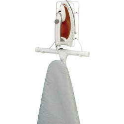 Item 606473, Grayline Iron &amp; Ironing Board Holder is made of sturdy wire with white 