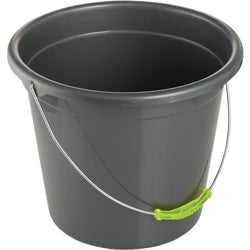 Item 607118, Smart Savers poly bucket. Features a durable carry handle. Color: Black.