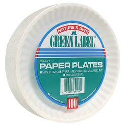 Item 607258, White uncoated paper plate.