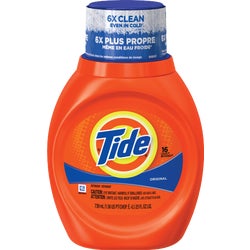Item 607668, Tide laundry detergent liquid has quick-collapsing suds that clean faster 