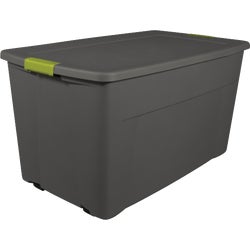 Item 610280, 2 wheels are recessed on the bottom of the tote to make for easier moving.