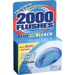 Item 614637, 2000 Flushes Blue Plus Bleach automatic toilet bowl cleaner sanitizes, 