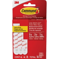 Item 617164, Strips with Command adhesive are for mounting items or for reusing with 3M 