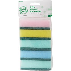 Item 617342, Smart Savers 5-piece sponge scrubbers is ideal for general cleaning.
