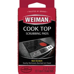 Item 617899, Wieman cooktop scrubbing pads are safe-to-use on glass, smooth top ranges.