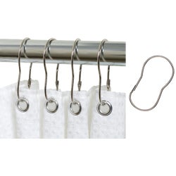 Item 618438, Plain wire shower curtain rings fasten to curtain rod much like safety pins