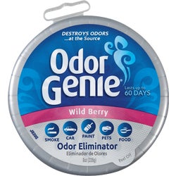 Item 620068, Odor Genie is a solid gel with a layer of charcoal that absorbs and 
