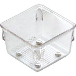 Item 626228, Sturdy clear plastic with chrome accents and nonskid rubber feet.