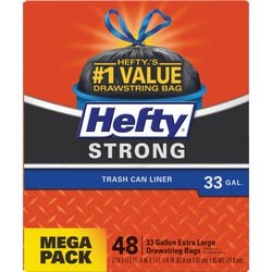 Item 626260, Hefty strong trash can liners are tear and puncture resistant.