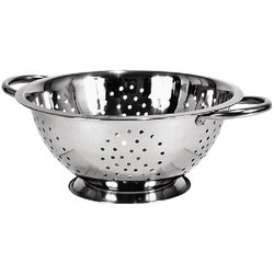 Item 626601, These deep stainless steel colanders are odor-resistant and dishwasher safe
