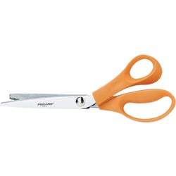 Item 628495, Pinking shears featuring extended lower blade. Adds decorative edges.