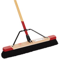 Item 629456, 24 In. tampico medium sweep push broom assembled with 1-1/8 In. x 60 In.