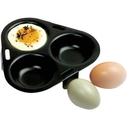 Item 630438, 3 cup egg poacher has 3 legs for use in skillet or pot.
