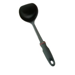Item 630993, Black nylon ladle for use in serving soups and stews.