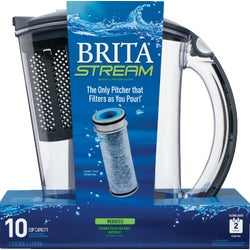 Item 631301, The 10-cup Brita Stream Rapids features patented Filter-As-You-Pour 