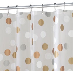Item 632653, iDesign's decorative PEVA shower curtain is water-repellent, odorless and 