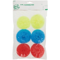 Item 632989, Smart Savers 6-piece cleaning scour pads. Ideal to remove stuck-on foods.