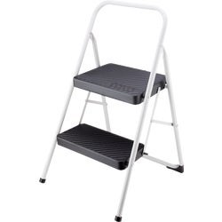 Item 633941, 2 heavy-duty injection molded polypropylene metal steps for comfort and 