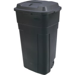 Item 634352, Injection molded. Heavy-duty wheeled refuse container.