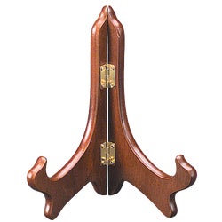 Item 636568, This lightweight yet sturdy stand has a walnut finish that offers a classic