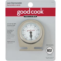 Item 645300, Precision oven thermometer hangs on a rack or stands in the oven to monitor