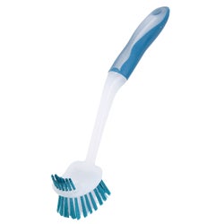 Item 645613, Brush has white stiff center bristles with softer blue bristles around the 