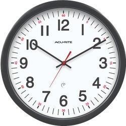 Item 650039, 14-1/2 In. Set &amp; Forget AcuRite office wall clock.