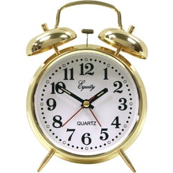 Item 652741, Key wind alarm analog clock with 30 hour movement. Loud twin bell alarm.