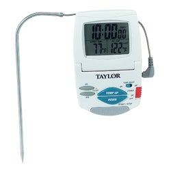 Item 672289, Combination thermometer/timer with stainless steel meat probe and On/Off 
