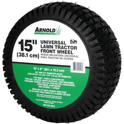 Item 700213, 15" x 6" universal tubeless tire will fit a 3/4" diameter axle.