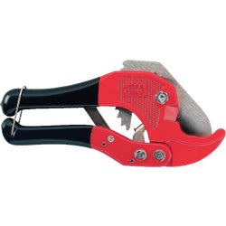 Item 700301, Ratcheting jaws and a sharp heat-treated steel blade allow you to cut pipe 