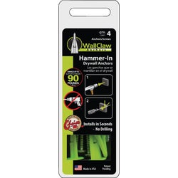Item 700346, Hammer-In drywall anchors. Hangs up to 90 lb. in 1/2" drywall and 125 lb.