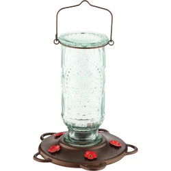 Item 700559, Decorative glass bottle with pewter metal accents with 5 ports.