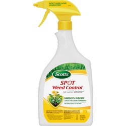 Item 700922, Scotts Spot Weed Control for Lawns kills weeds down to the root and leaves 