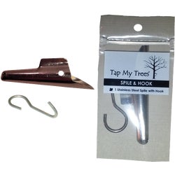 Item 703350, Maple sugaring single stainless steel spile and hook.