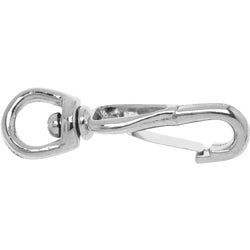 Item 703545, Nickel-plated cast malleable iron construction swivel decoy spring snap.