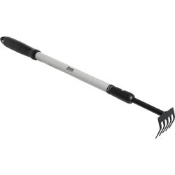 Item 703912, Extendable rake has a lightweight steel handle that extends from 18 In.