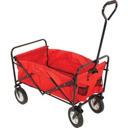 Item 704715, Folding cart has a black steel frame and large D-handle with foam grip.
